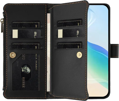 Miniatura 2 de Compatible con Realme P1 Pro, compatible con Realme 12 Pro 5G / 12 Pro Plus 5G, funda con función atril y doble ranura para tarjetas con cremallera