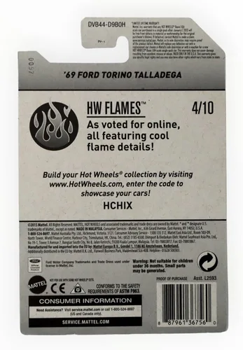 Miniatura 2 de Hot Wheels '69 Ford Torino Talladega, HW Flames 4/10 [Púrpura]