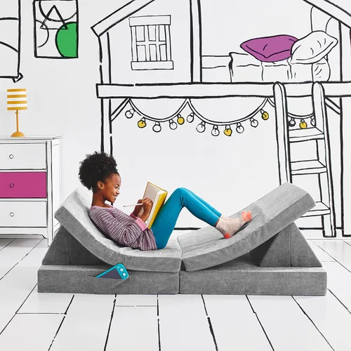 Miniatura 17 de Yourigami Sofá de juegos para niños y niños pequeños, sofá plegable convertible, diseño modular de espuma duradera, laguna azul Azul (Blue Lagoon)