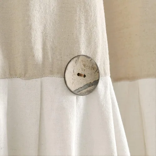 Miniatura 3 de Lush Decor - Cortinas de lino con botones de estilo granja, panel individual, diseño plisado de dos tonos de 40 pulgadas de ancho x 45 pulgadas