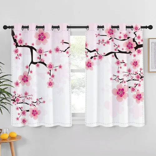 Miniatura 99 de Cortinas japonesas con pintura de tinta, monte Fuji, sol rojo, puesta de sol, hojas de bambú, cortinas de ventana para dormitorio, sala de estar