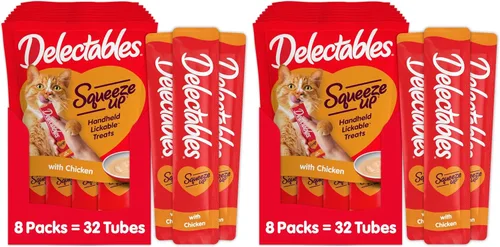Miniatura 10 de Delectables Squeeze Up - Puré cremoso exprimible, golosinas húmedas para lamer para gatos, sin granos, sin rellenos añadidos, sin subproductos, sin