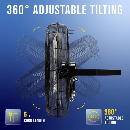 Miniatura 3 de Tornado Paquete de 2 ventiladores de pared industriales de alta velocidad de 20 pulgadas, 4750 CFM, 3 velocidades, cable de 6 pies, uso industrial