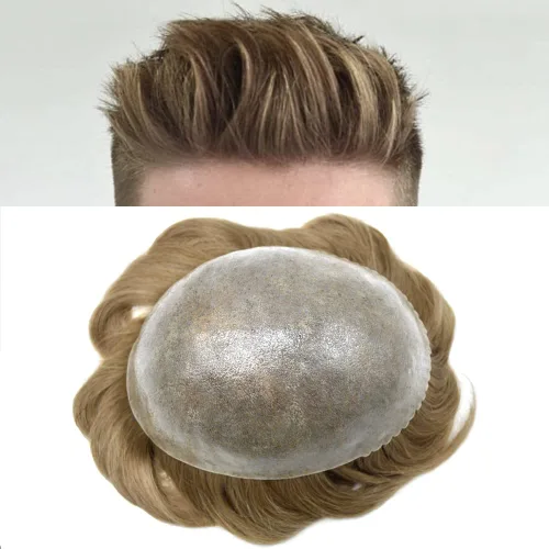 Miniatura 26 de Toupee Hair Piece For Men 100% Real Human Hair System Natural Looking Hairpieces For Men Hair Units Protesis Capilar Para Hombre 8''X10'' #610#6