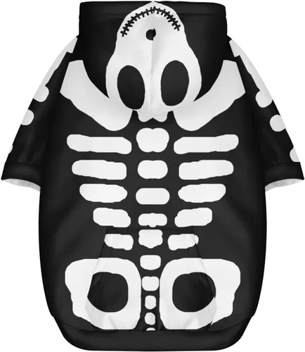 Miniatura 5 de Howilath Disfraz de Halloween de hueso de perro, sudadera con capucha de esqueleto para perro, ropa para mascotas, ropa con cremallera de calavera