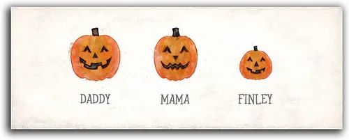 Personal-Prints Familia Jack-O-Lantern – Regalo único personalizado de Halloween u otoño para Acción de Gracias o decoración y inauguración de la