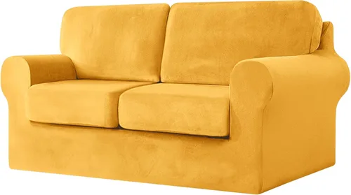 Miniatura 17 de UNBBRRL Fundas de sofá de 3 piezas para sofá, funda de terciopelo elástico para sillón con 1 funda de cojín de asiento y 1 funda de respaldo