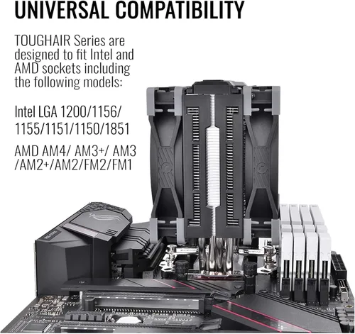 Miniatura 6 de Thermaltake TOUGHAIR 510 - Enfriador de CPU TDP de 180 W, enchufe universal Intel/AMD (LGA 1851/1700/1200), ventilador PWM de alta presión estática