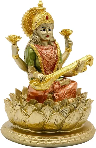 Miniatura 7 de alikiki Ídolo de Saraswati de la diosa hindú, 6.5 pulgadas de alto, conocimiento, música, artes, diosa Sarswati, estatua india Diwali, regalos