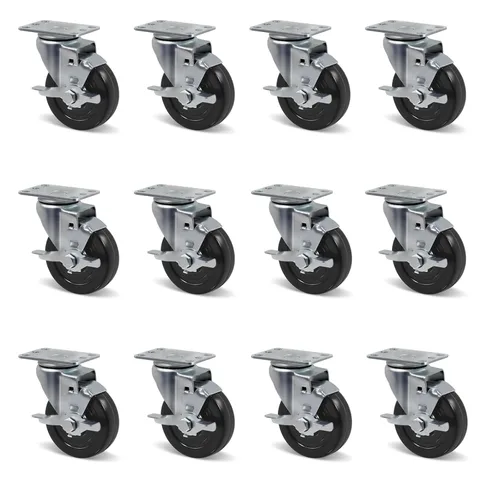 Miniatura 9 de Juego de 4 ruedas giratorias de 3 pulgadas, ruedas giratorias resistentes, ruedas de goma dura para muebles de camión de plataforma, carrito móvil