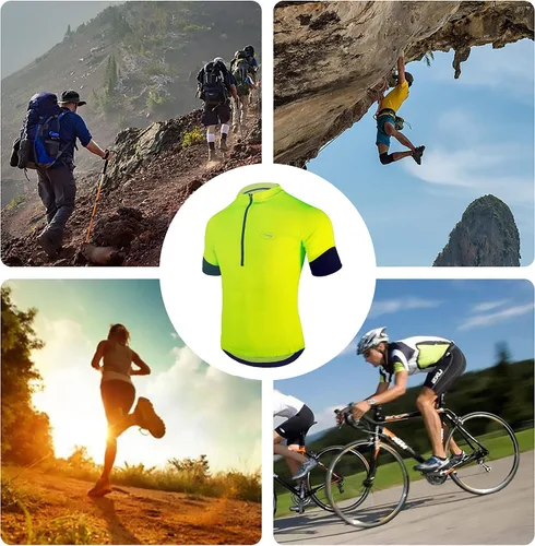 Miniatura 6 de Dooy Camiseta de ciclismo para hombre, manga corta, con bolsillos, transpirable, de secado rápido