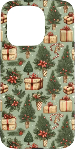 Miniatura 14 de Vintage Christmas Theme Holiday Trees, Presents, Teal, Bows Case for iPhone 17