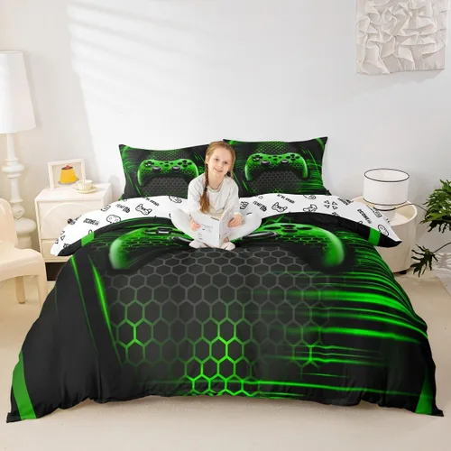 Miniatura 39 de Homewish Juego de ropa de cama de elefante, tamaño Queen, funda de edredón a rayas azules para niños y niñas, juego de funda de edredón de animales