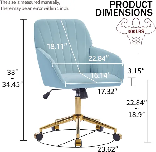 Miniatura 3 de Silla de escritorio de terciopelo para oficina en casa, moderna y bonita silla de trabajo para computadora con respaldo, silla de tocador tapizada