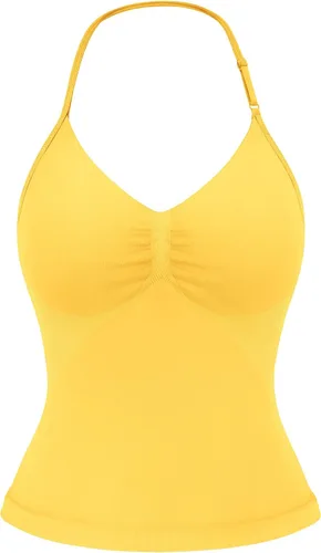 Miniatura 15 de YEOREO SoftHue Impact Longline Top de Tirantes para Mujer Camiseta sin Mangas Halter para Ejercicio sin Espalda Gimnasio Longline con Correa