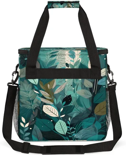 Miniatura 5 de Bolsa de viaje para cafetera, color turquesa, verde azulado, con hojas, bolsa de almacenamiento compatible con Keurig K-Mini o K-Mini Plus, ZZ