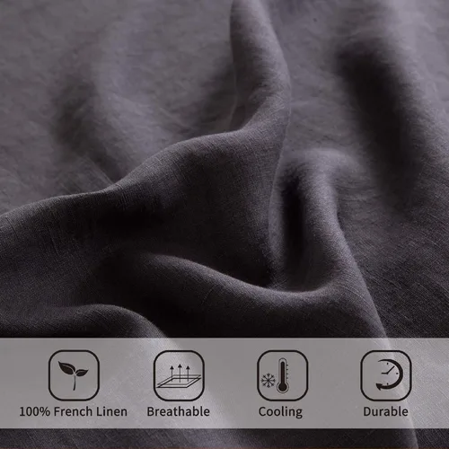 Miniatura 3 de ATLINIA Juego de funda de edredón de 100% lino de lino lavado a piedra - Lino francés puro orgánico para ropa de cama de granja estilo boho, incluye