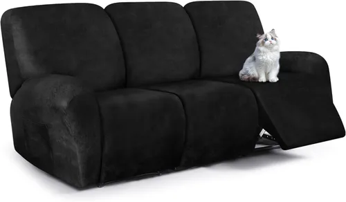 Miniatura 54 de ANARACHON Fundas para sillas reclinables con aspecto de cuero, funda elástica de 4 piezas, funda suave para silla reclinable, protector de muebles