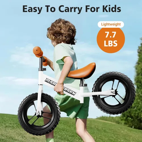 Miniatura 6 de Colorful Lighting - Bicicleta de equilibrio sin pedal de 12 pulgadas, para niños de 24 meses a 5 años de edad, bicicleta ligera de equilibrio Blanco