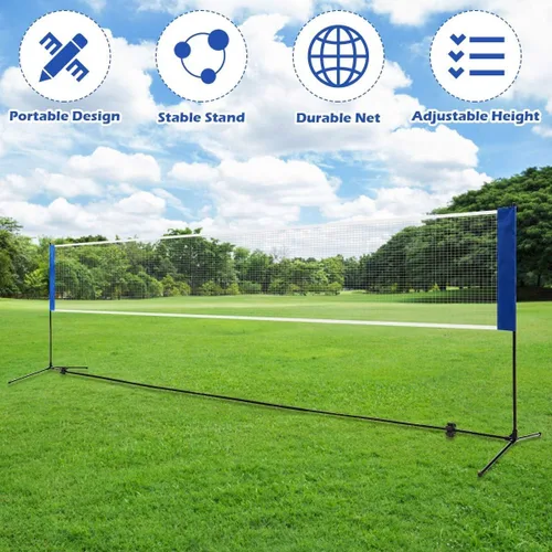 Miniatura 2 de LDAILY Juego de red de bádminton portátil de 10 pies, juego deportivo para bádminton, tenis, voleibol, red de entrenamiento con soporte
