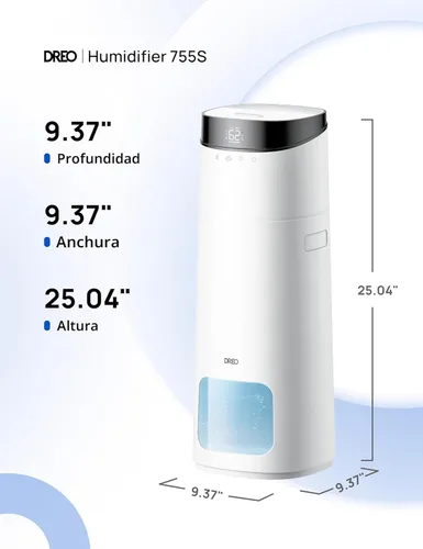 Miniatura 8 de DREO Humidificador inteligente de 16 L para habitación grande, 1000 pies cuadrados, humidificadores de aire de niebla fría de 130 horas para Blanco