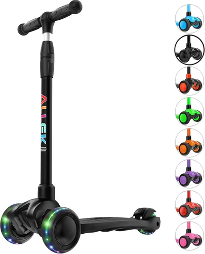 Allek - Kick Scooter B03. Monopatín de 3 ruedas con ruedas de PU extra anchas y luminosas, sistema Lean 'N Glide, manillar ajustable a cualquier