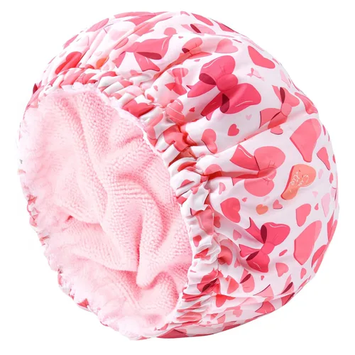 Miniatura 24 de Gorro de ducha para mujer, gorro de baño negro, reversible, grande, impermeable, ajustable, forro de rizo y banda elástica, dobladillo elástico