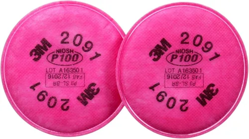 Miniatura 2 de 3M Filtro respirador 2091 6000 Series NIOSH aprobado 2091 P100, 2/Pack