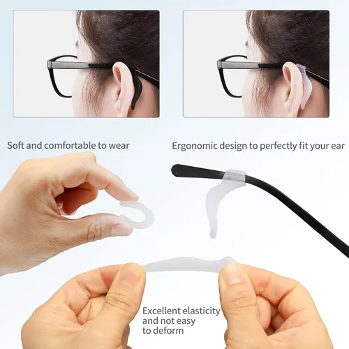 Miniatura 5 de KAJUDA 16 pares de agarraderas para las orejas, soporte antideslizante para gafas, gancho de silicona para lentes de sol, deportes, estudio