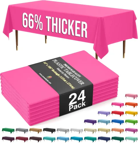 Miniatura 31 de Exquisite 66% Thicker Premium Plastic Table Cloth Rectangle Table Cover 0.5 Mil 6 Pack Aqua Table Cloth 54 Inch x 108 Inch Disposable Tablecloth