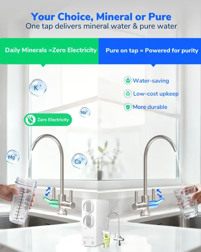 Miniatura 3 de Ecoviva Sistema de ósmosis inversa de 600GPD, sistema de filtro de agua RO debajo del fregadero, sin tanque, TDS más bajo, relación de pureza a