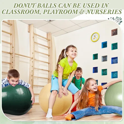 Miniatura 3 de Libima 4 Pcs Peanut Ball 34x16 Inch Inflatable Sensory Pregnancy Yoga Exercise Bounce Ball Sport Balance Sitting Stability Fitness Balls with Pump
