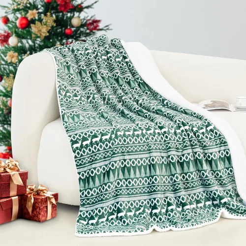 Miniatura 36 de Elegant Comfort - Manta reversible y ultra suave de franela con forro polar - Manta de sherpa navideña de invierno - Ligera, suave y acogedora