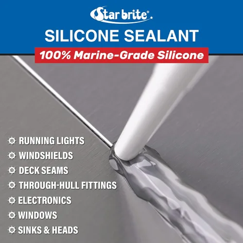 Miniatura 5 de STAR BRITE Marine Silicone Sealant - Clear 10.1 Oz - Waterproof, Durable, UV Resistant, for Fiberglass, Metal, Wood, Glass, Ceramic & More (082122)