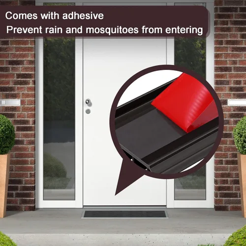 Miniatura 6 de 2 unidades de 3 pies de base de puerta de vinilo con cinta adhesiva autoajustable, tira de agua debajo de la base de la puerta con tapa para goteo