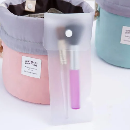 Miniatura 5 de Estuches de viaje cosméticos, cilíndrico portátil lavado bolsa de almacenamiento con cordón organizador de cosméticos de viaje azul, Azul