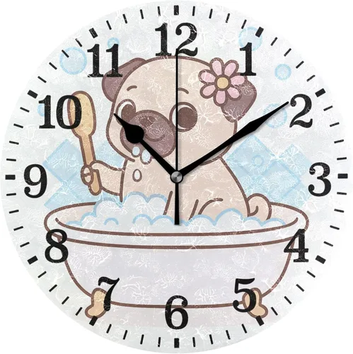 Miniatura 35 de JUNZAN Reloj de bañera con vino romántico espumoso y velas, reloj de pared silencioso de 10 pulgadas, pequeño reloj redondo, decoración de cocina