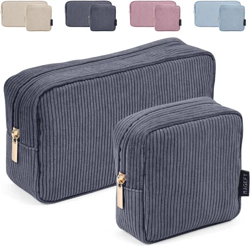 Miniatura 17 de MAGEFY Pequeña bolsa de maquillaje para bolso, mini bolsa de cosméticos de pana, linda bolsa cosmética para mujeres con bolsillos deslizantes