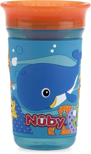 Miniatura 11 de Nuby 360 Degree Easy Sip 3D Grip Wonder Cup con funda de silicona impresa, morado, mariposa, 10 onzas