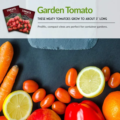 Miniatura 6 de Survival Garden Seeds - Semilla de tomate Roma para plantar - 2 paquetes con instrucciones para plantar y cultivar tomates romaníes italianos en tu