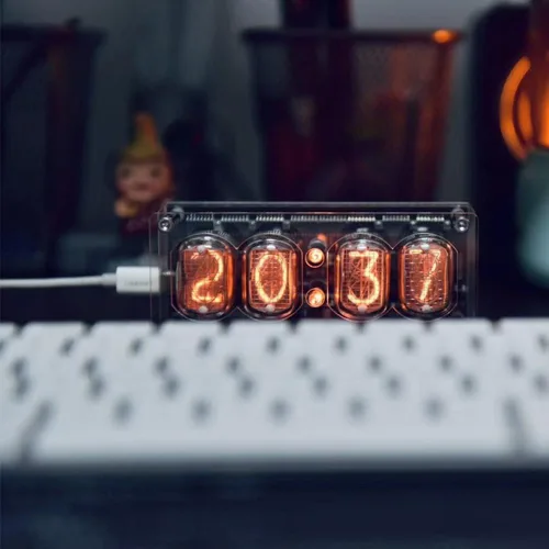 Miniatura 5 de Reloj de Tubo Luminoso - Reloj de Tubo Nixie Retro con Pantalla Digital, Luz RGB, Perfecto para Decoración de Escritorio y Habitación, Regalo