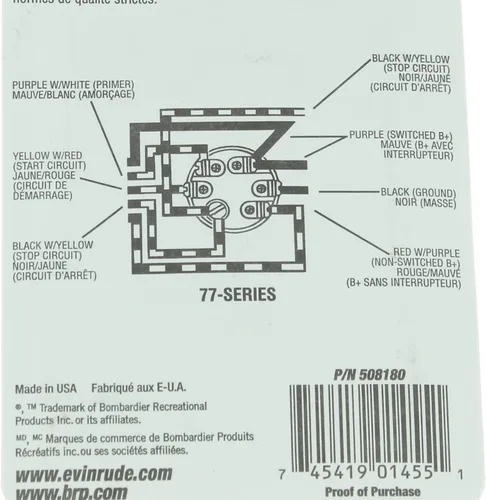 Miniatura 3 de Johnson Evinrude OMC Nuevo interruptor de encendido de llave de serie 77 para motor fuera de borda OEM, 0508180