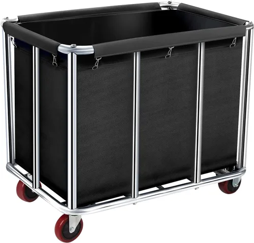Miniatura 10 de Carrito de lavandería comercial con ruedas, cesta de lavandería rodante grande de 11.35 bushels con forro de lona impermeable extraíble, cestas