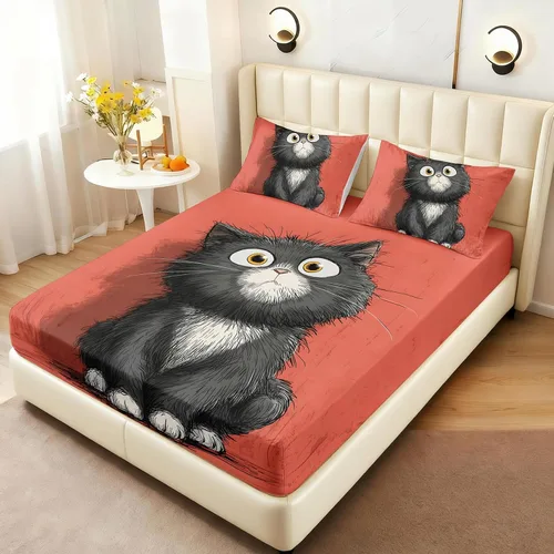 Miniatura 18 de AILONEN Lovely Bear - Juego de sábanas bajeras tamaño Queen, juego de ropa de cama con pajarita de dibujos animados para niños y niñas, sábana
