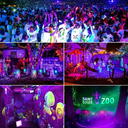 Miniatura 6 de Luz LED negra de 50 W, luz negra con enchufe IP66 impermeable para fiesta brillante, 385-400 nm, luces de inundación moradas al aire libre