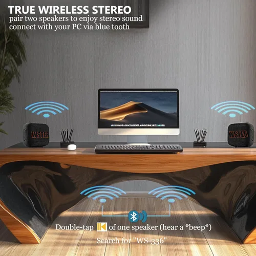 Miniatura 3 de Altavoz Bluetooth portátil, altavoz Bluetooth portátil inalámbrico con radio FM BT5.3 TF tarjeta USB, sonido estéreo TWS emparejamiento, altavoz