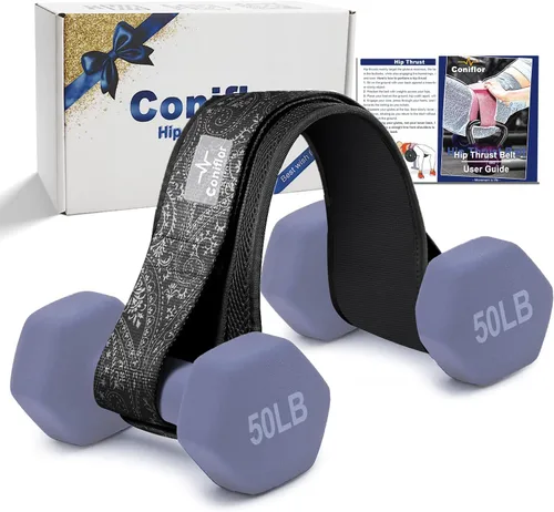 Cinturón de empuje de cadera – Cinturón de fitness ajustable para mancuernas, pesas rusas y platos, soporta hasta 100 libras – para entrenamientos