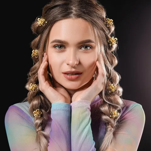 Miniatura 4 de HINZIC 20 pinzas pequeñas de flores de 0.69 pulgadas, pequeños clips dorados para el cabello, accesorios de metal para mujeres, niñas, adolescentes