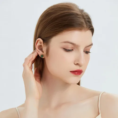 Miniatura 85 de Natural Stone Stud Earrings for Women 8mm Sterling Silver Genuine Gemstone Earrings Handmade Sterling Silver Crystal Stud Earrings for Women