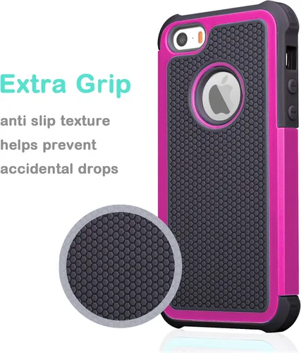 Miniatura 8 de Jeylly Funda para iPhone SE/Funda para iPhone 5S, Exterior de Plástico Duro que Absorbe Golpes + Interior de Silicona de Goma Defensor contra